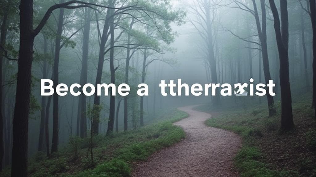 A serene image of a winding path through a tranquil forest, symbolizing the journey and dedication required to become a therapist.