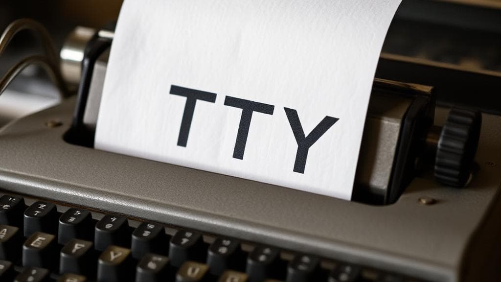 A close-up image of a vintage teletypewriter machine with paper output, symbolizing the origins and evolution of TTY technology.