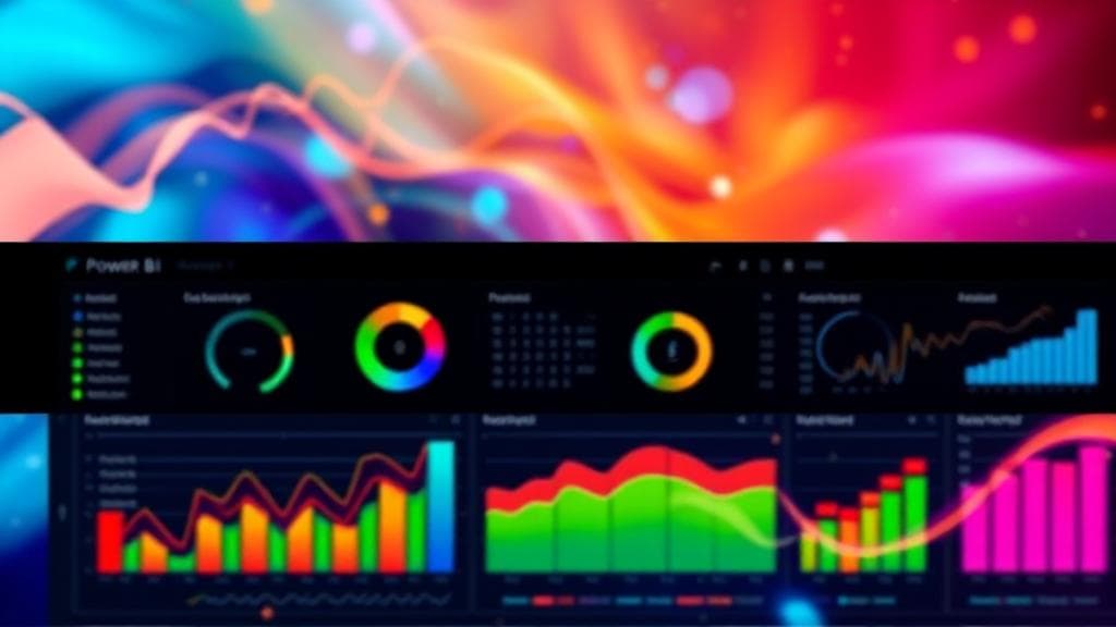 A dynamic header image featuring a vibrant Power BI dashboard with colorful charts and graphs, illustrating data analytics in action.