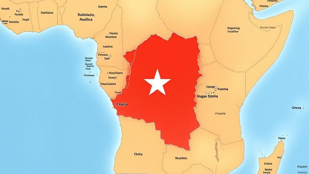 A detailed map highlighting Ghana's position on the African continent, showcasing its borders and neighboring countries.