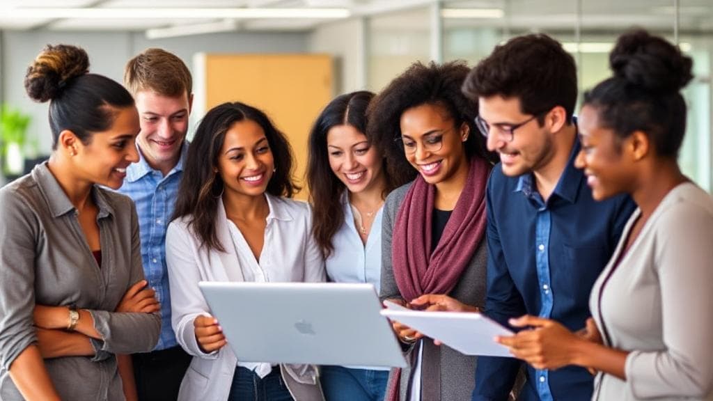 A diverse group of professionals collaborating in an office setting, symbolizing various career paths available with a psychology degree.
