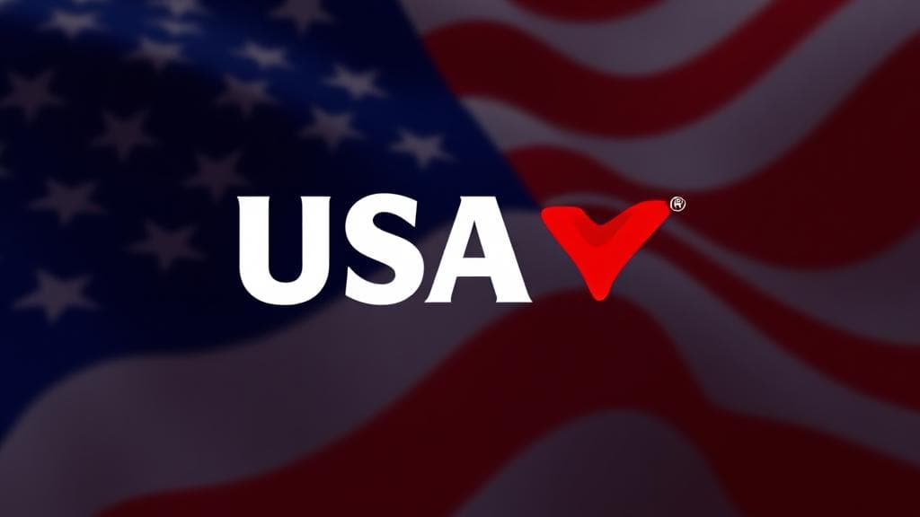 A sleek, modern graphic featuring the USAA logo with a backdrop of the American flag subtly integrated.