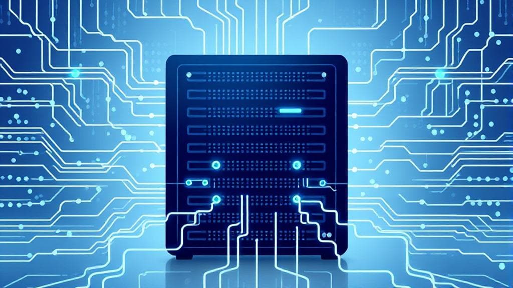 A sleek, modern illustration of digital data streams flowing into a central processing unit, symbolizing the efficiency and innovation of automatic data processing.
