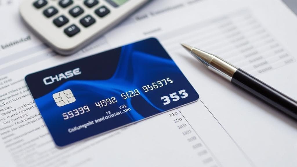A close-up image of a Chase Bank debit card resting on a financial statement, with a calculator and pen nearby, symbolizing financial management and understanding overdraft policies.
