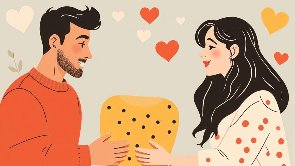 A tasteful and inclusive illustration depicting diverse couples engaging in open communication and consent, set against a backdrop of symbols representing safety and respect.