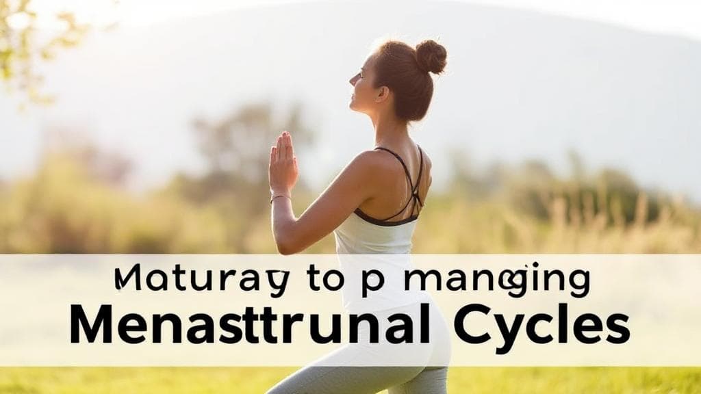 A serene image of a woman practicing yoga in a tranquil outdoor setting, symbolizing natural approaches to managing menstrual cycles.