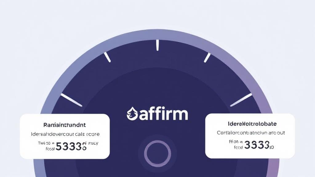 A visual representation of a credit score gauge with Affirm's logo, illustrating the impact of financing on credit health.