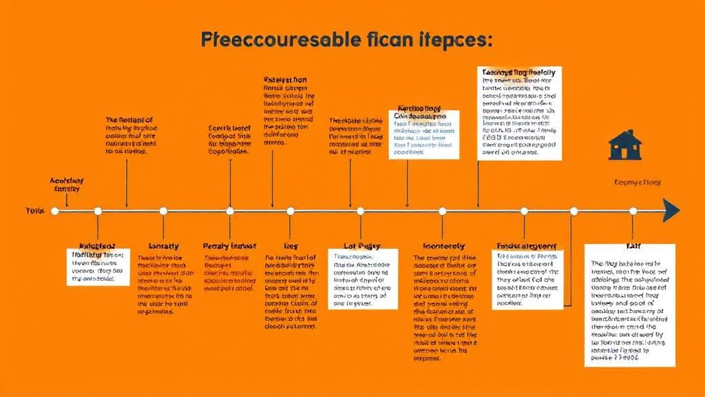 A detailed timeline illustration depicting the stages and deadlines of the foreclosure process in Texas.