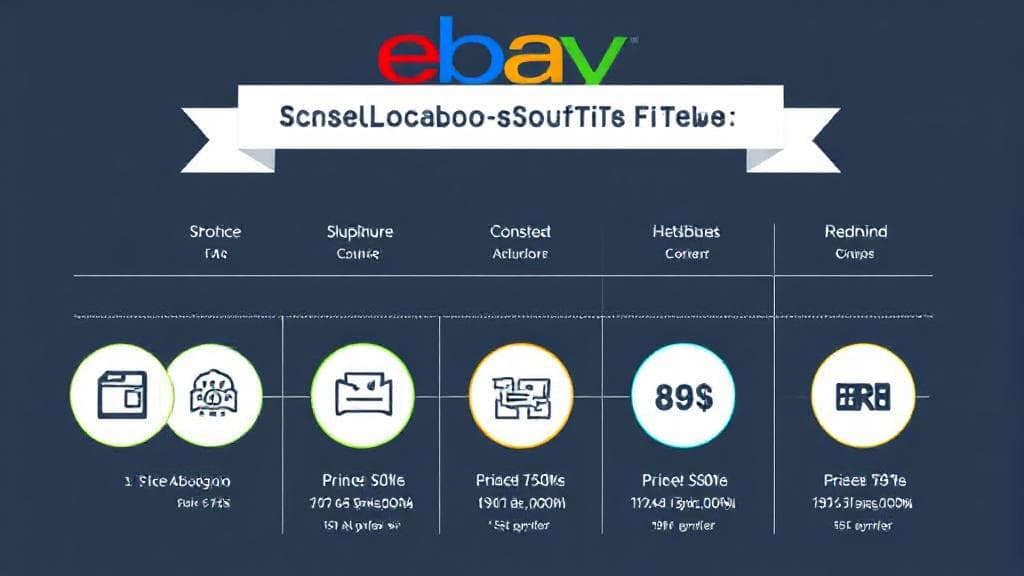 A detailed infographic illustrating the breakdown of eBay's selling fees, featuring icons and percentages for clarity.