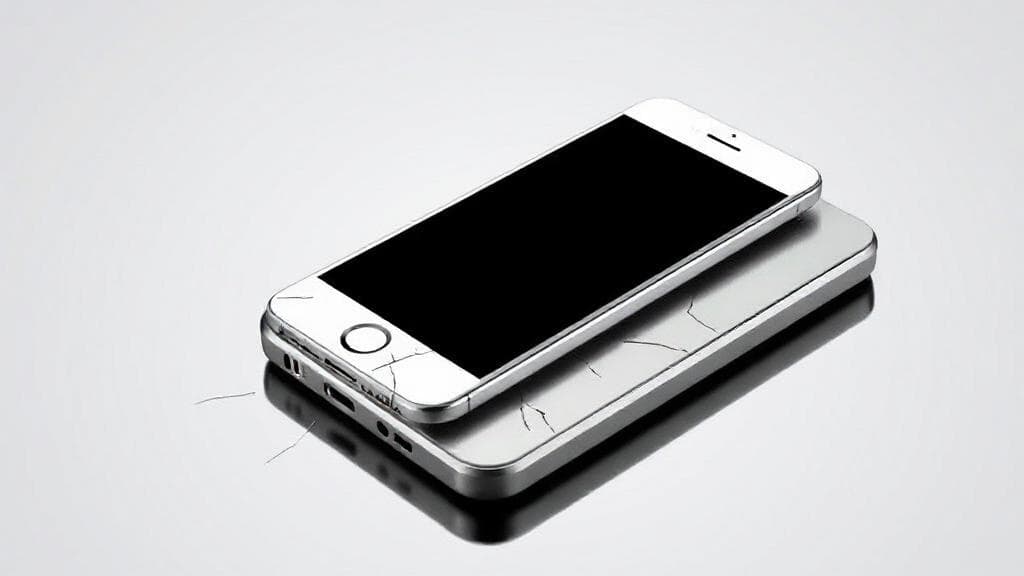 A sleek, modern smartphone emerging from a cracked, outdated model, symbolizing the transition to a new device.