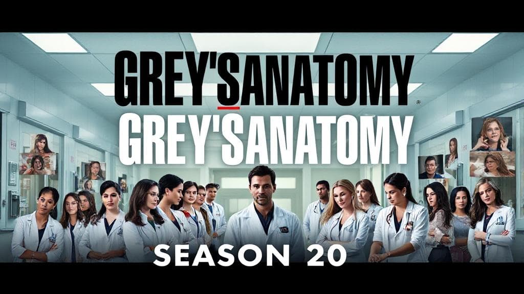 A captivating collage of iconic Grey's Anatomy moments set against a backdrop of a hospital, hinting at the drama and anticipation of Season 20's Netflix release.