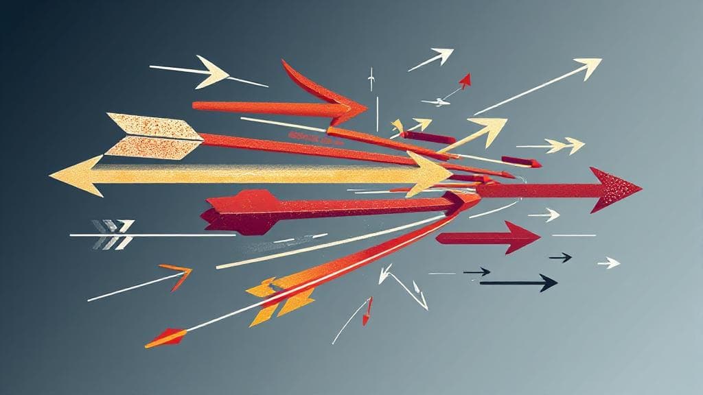 A dynamic illustration of arrows in various directions and magnitudes, symbolizing vector concepts in mathematics and physics.