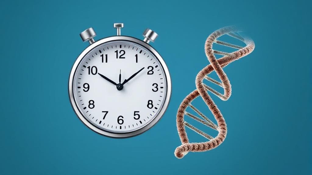 A visual representation of a clock intertwined with a DNA helix, symbolizing the intersection of time and biology in semaglutide's appetite suppression effects.