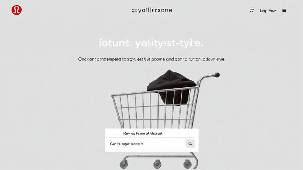 A sleek, minimalist image featuring Lululemon apparel with a focus on quality and style, set against a backdrop of a digital shopping cart without a promo code box.