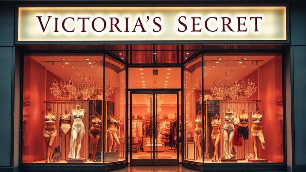 A captivating header image featuring a vintage Victoria's Secret storefront with elegant lingerie displays, evoking the brand's iconic and glamorous history.