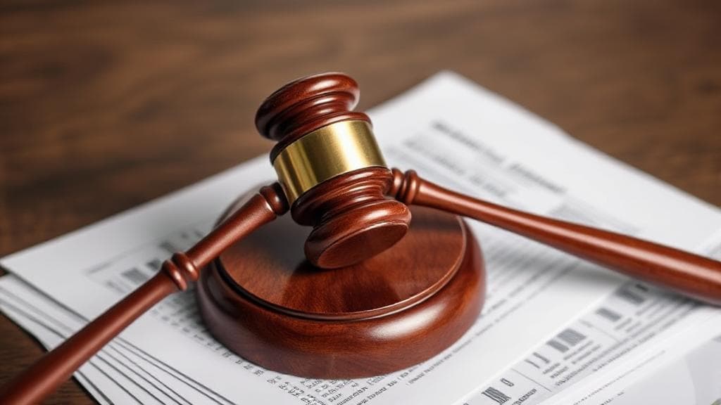 A gavel resting on a stack of financial documents, symbolizing the legal and financial aspects of bankruptcy.