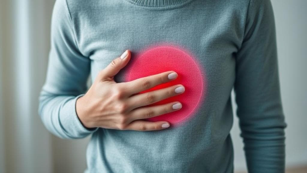 A serene image of a person holding their stomach with a calm expression, set against a backdrop of soft, soothing colors, symbolizing relief and understanding of nausea management while taking Wegovy.