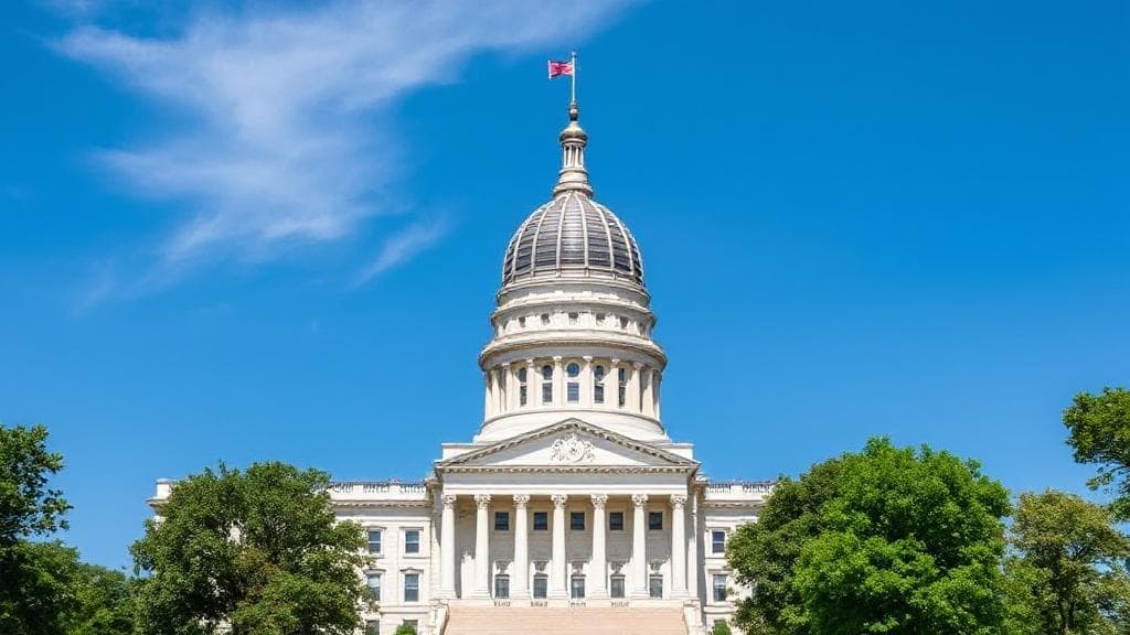 A scenic view of the Tennessee State Capitol building under a clear blue sky, symbolizing governance and fiscal policy.