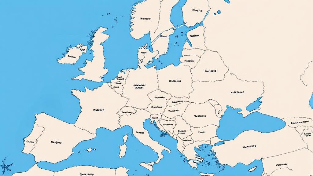 A detailed map highlighting the Netherlands' position within Europe, featuring surrounding countries and major bodies of water.