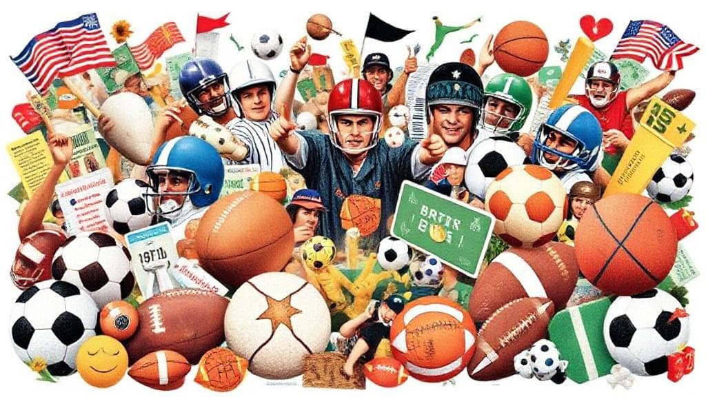 A dynamic collage of sports icons and betting symbols, capturing the excitement and strategy of choosing the winning team.